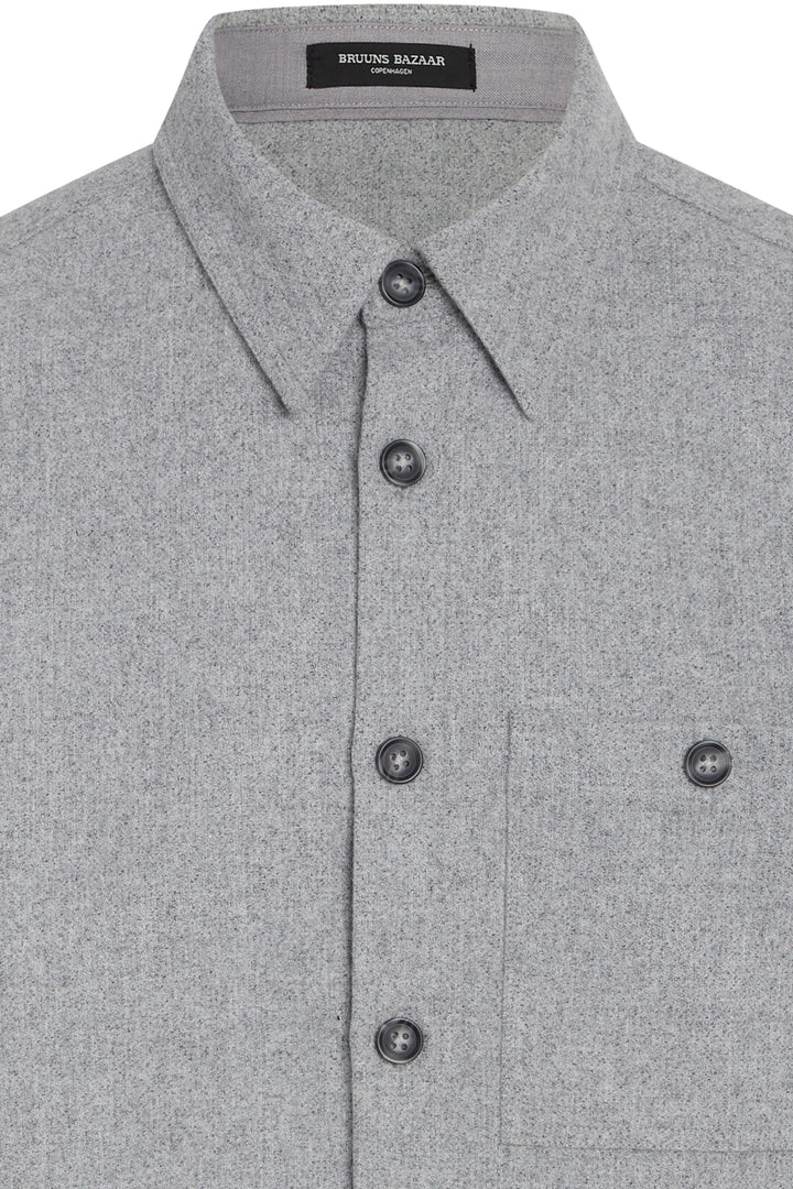 Bruuns Bazaar Men WoolBBReve shirt Shirts Grey Melange