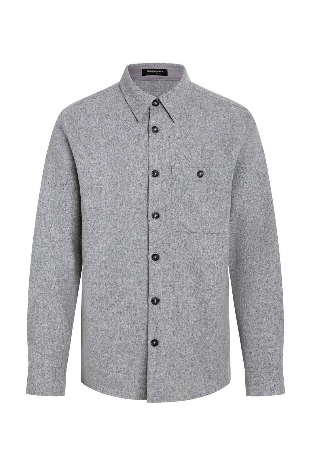 Bruuns Bazaar Men WoolBBReve shirt Shirts Grey Melange